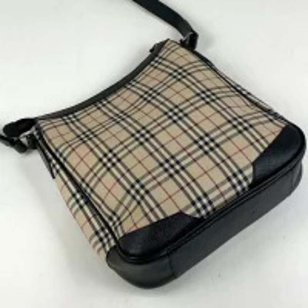 Burberry Bag Nova Check Canvas Shoulder Black Beige Black Tan